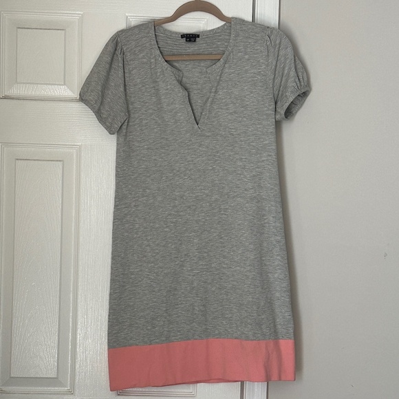 Theory Dresses & Skirts - Women's Theory Kenzie Shock Colorblock Short Sleeve Dress Gray Grey Pink Small